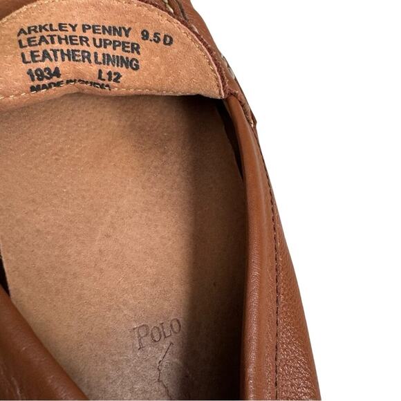 Polo Ralph Lauren Men’s Brown Cognac Leather Loafers Size 9.5